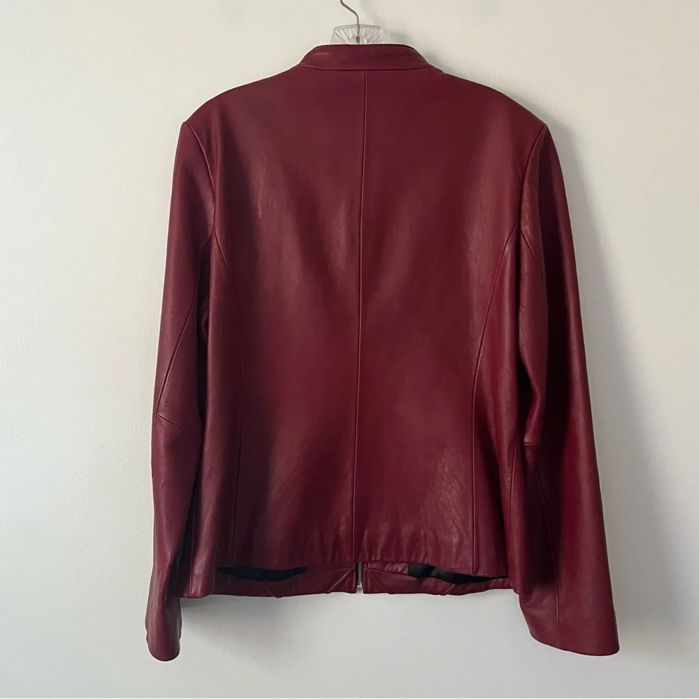 Vintage Mossimo Y2K Red Oxblood Leather Race Moto Full Zip Leather Jacket L
